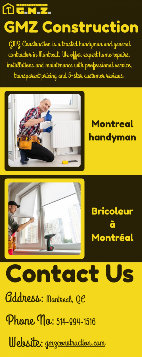 GMZ Construction provides expert general contractor services in Montreal. From home renovations to maintenance, we offer professional craftsmanship, clear communication and insured, high-quality work. Visit Us: https://gmzconstruction.com/